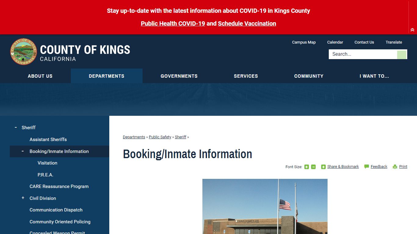Booking/Inmate Information | Kings County
